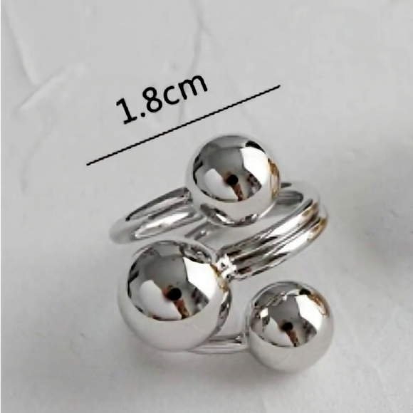 Womens Ball Round Silver Platinum Open Finger Ring Chunky Jewelry Adjustable - Picture 7 of 10